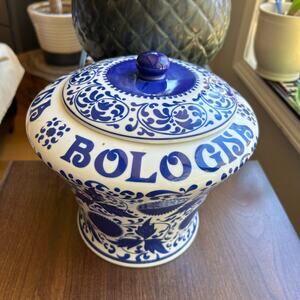 AMARENA FABBRI BOLOGNA VASE WITH LID Ceramic Deruta 1960 Black Cherry Vase